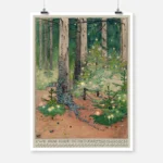 Forest with Decorated and Illuminated Christmas Trees Poster