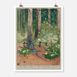 Forest with Decorated and Illuminated Christmas Trees Poster