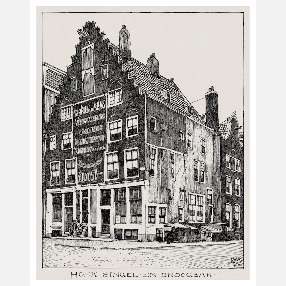 Amsterdam Spanish House on the Corner of Singel and Droogbak (Het Spaanse Huis op Hoek Singel en Droogbak) Poster