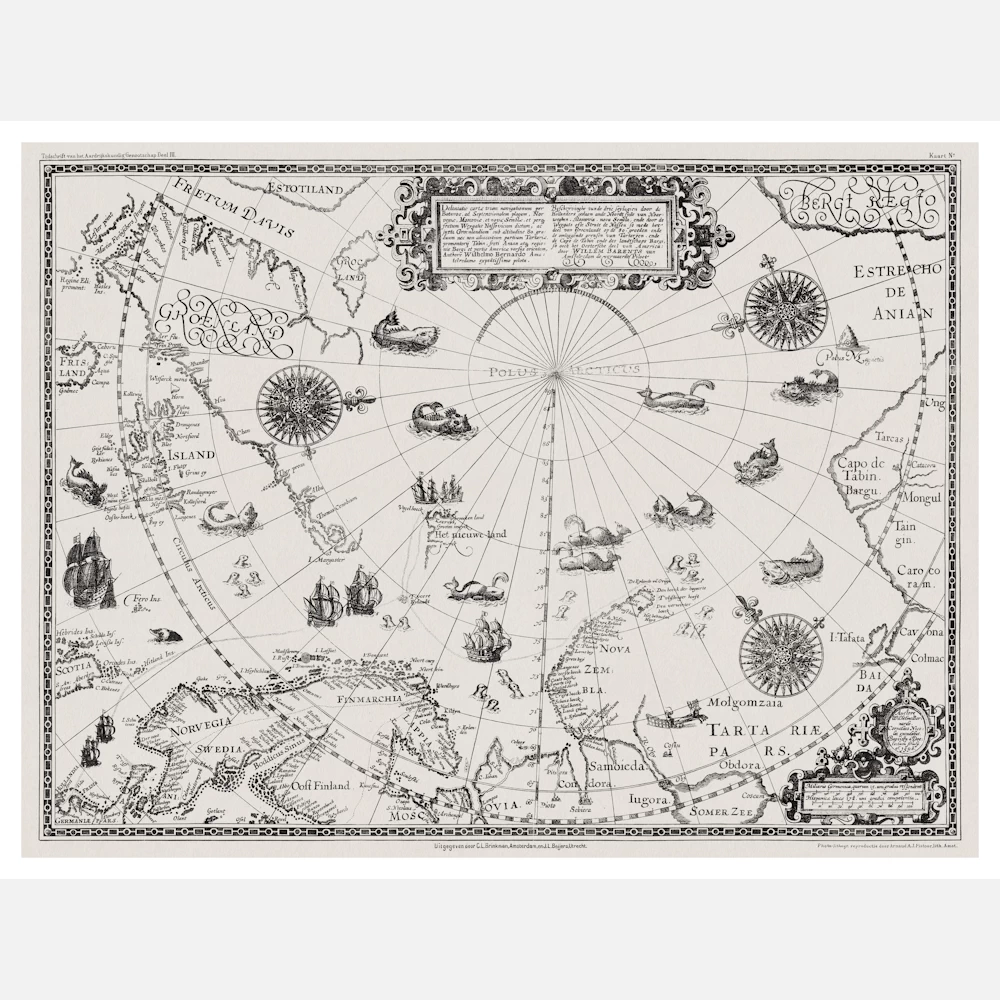Map of the Countries Around the Arctic Circle Poster
