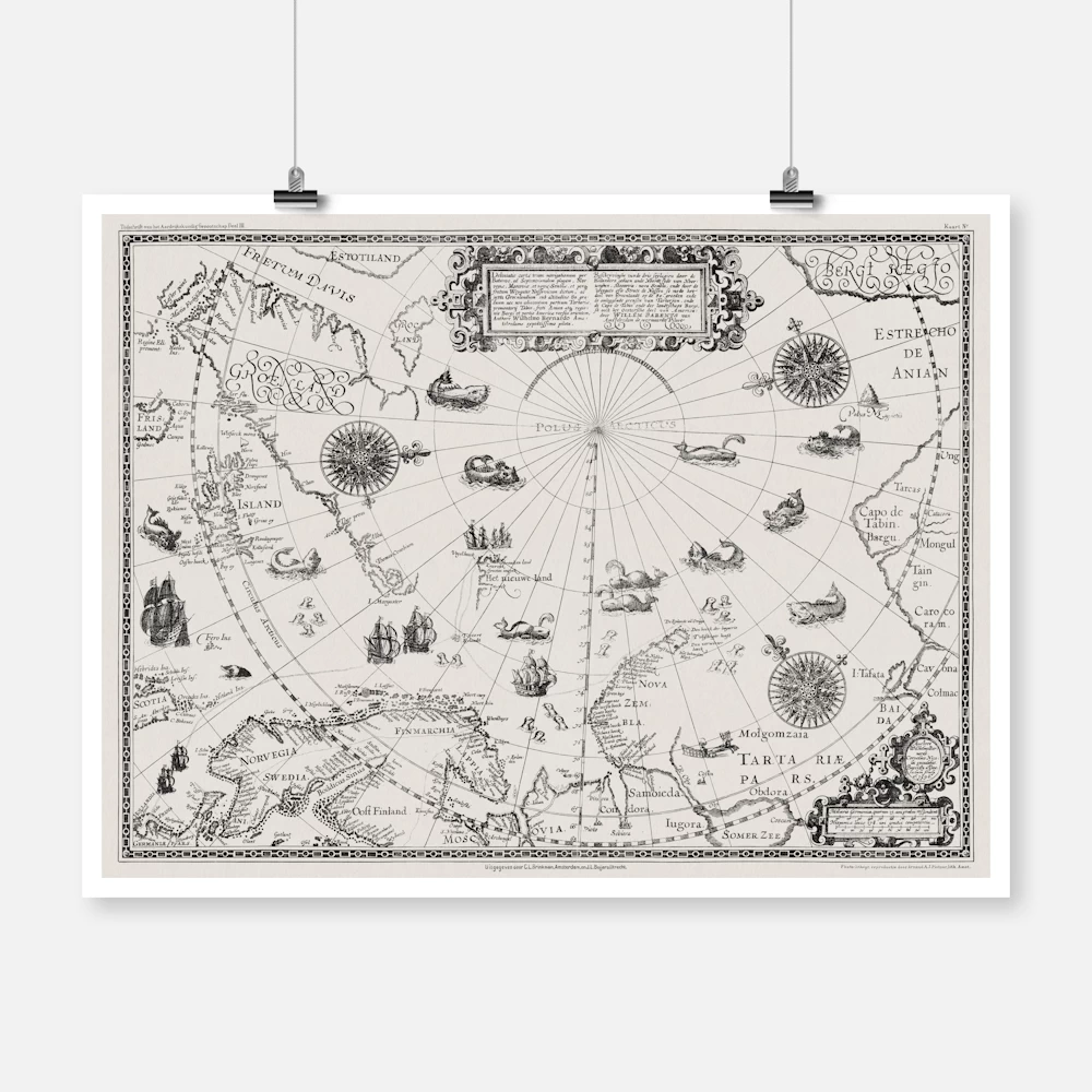 Map of the Countries Around the Arctic Circle Poster