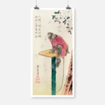 Monkey and Falling Cherry Blossom Poster