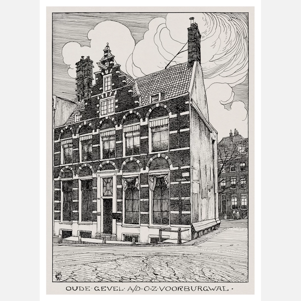 Amsterdam Old Facade of the "Oudezijds Voorburgwal" (Oude gevel aan de Oudezijds Voorburgwal) Poster