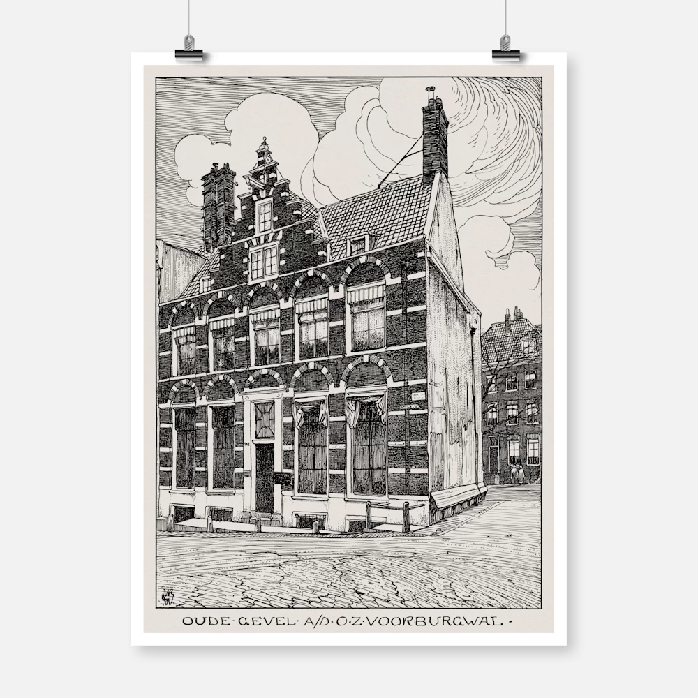 Amsterdam Old Facade of the "Oudezijds Voorburgwal" (Oude gevel aan de Oudezijds Voorburgwal) Poster