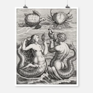 Turtle Crab Mermaid and Merman Poster