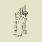 Child Peeking Through the Door Vector