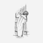 Child Peeking Through the Door Vector