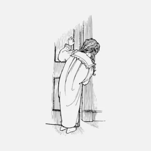 Child Peeking Through the Door Vector