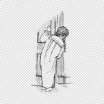 Child Peeking Through the Door Vector