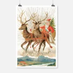 Santa Claus and his Reindeer Poster