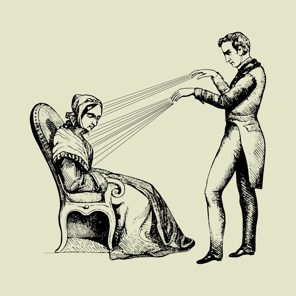 A Practitioner of Mesmerism Using Animal Magnetism Vector
