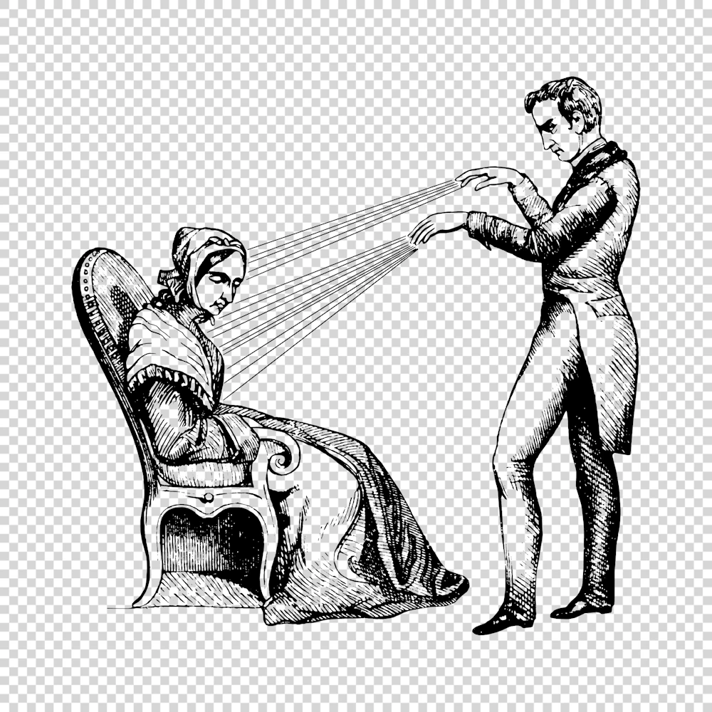 A Practitioner of Mesmerism Using Animal Magnetism Vector