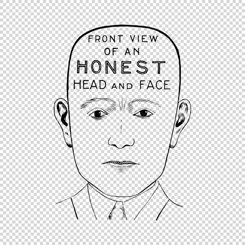 Front View of an Honest Head and Face Vector
