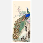 Peacock and Flowers Poster