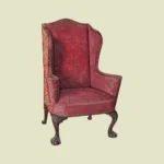 Red Wing Chair with Claw Feet