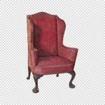 Red Wing Chair with Claw Feet