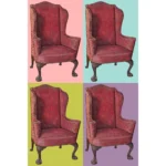 Red Wing Chair with Claw Feet