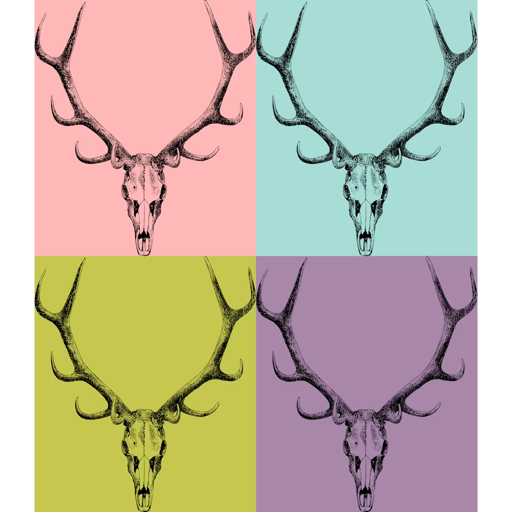 Stag Skull Drawing Vector