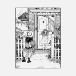Two Girls in Front of a House Vector