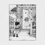 Two Girls in Front of a House Vector