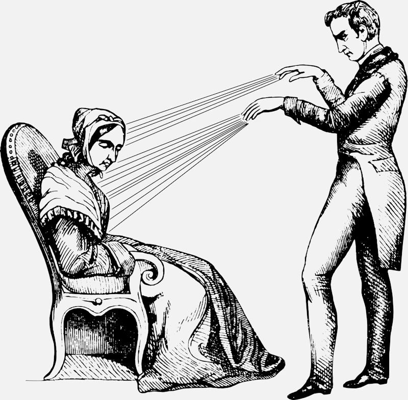 A Practitioner of Mesmerism Using Animal Magnetism Vector