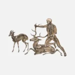 Skeletons of an Antelope, Man and Stag