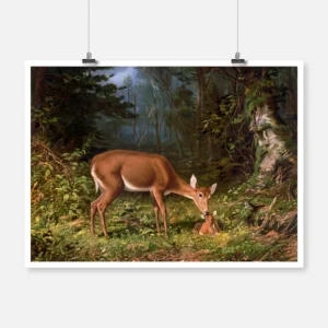 Maternal Love Deer Poster