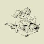 Babies Riding on a Fish Vector