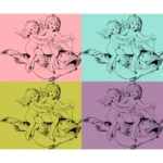 Babies Riding on a Fish Vector