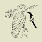 Allegory Night Owl Attacked by Birds Vector