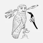 Allegory Night Owl Attacked by Birds Vector