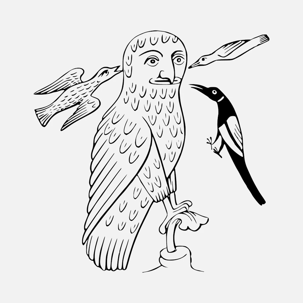 Allegory Night Owl Attacked by Birds Vector