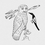 Allegory Night Owl Attacked by Birds Vector