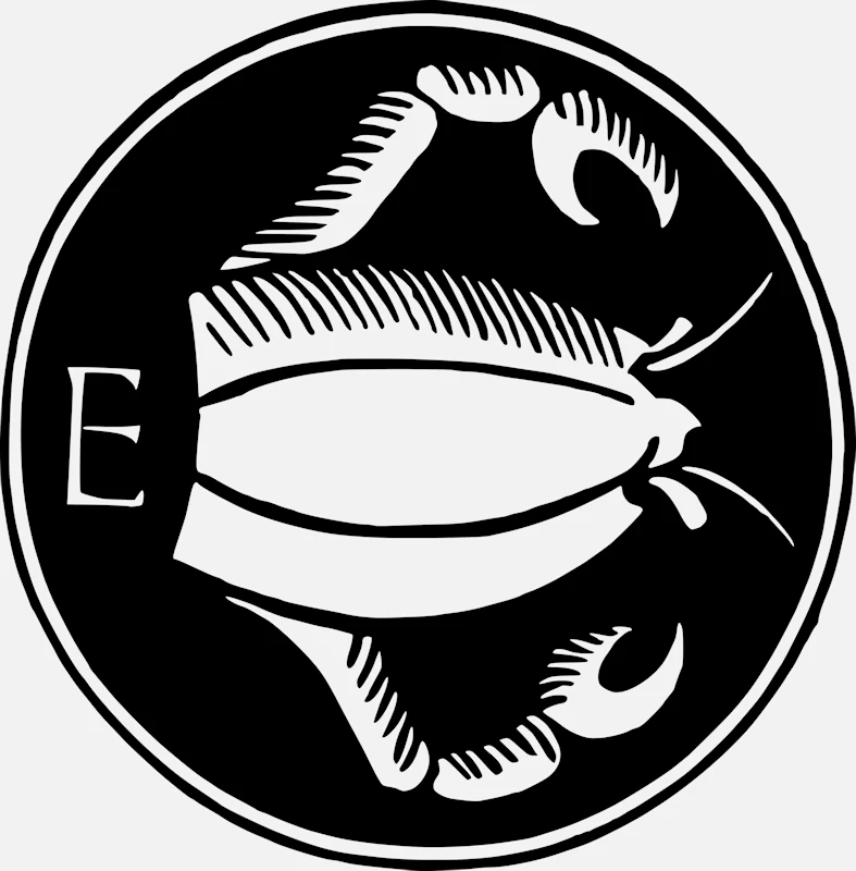 Alphabet 'E' Crab Design Vector