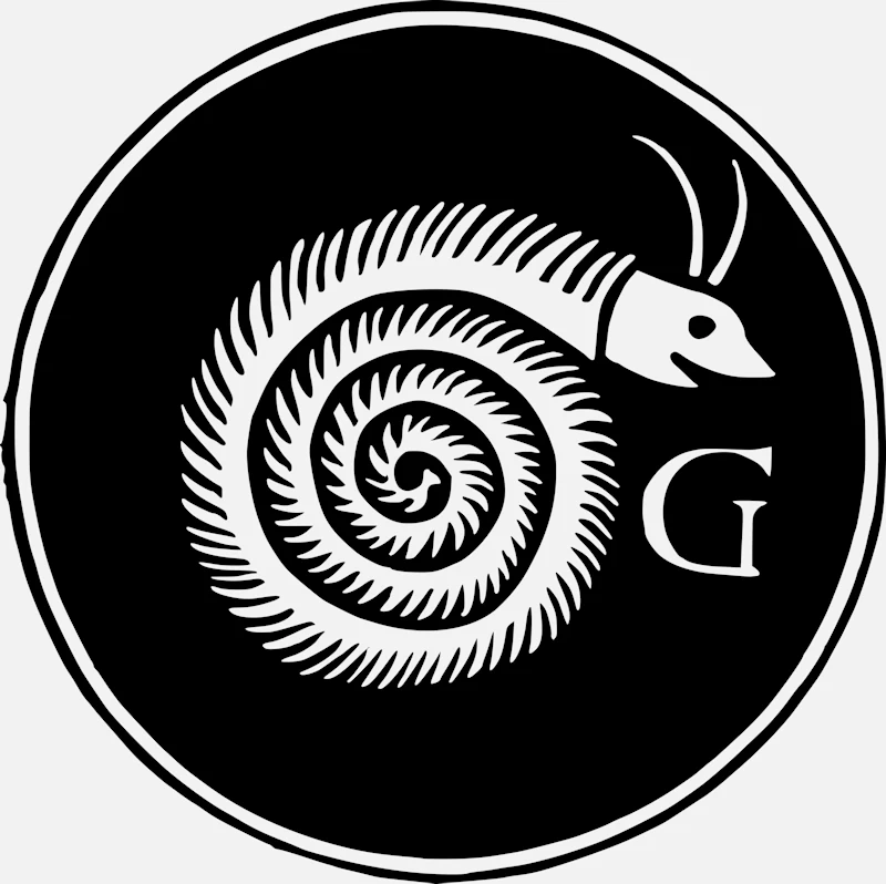 Alphabet 'G' Spiral Creature Design Vector