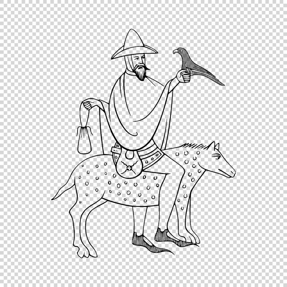 "Greed" Merhcant Riding a badger Holding a Jackdaw and a Money Bag Vector