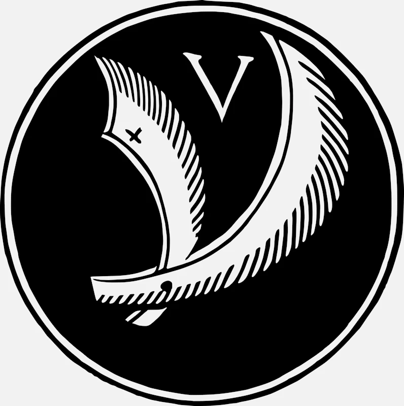 Alphabet 'V' Curved Blades Design Vector