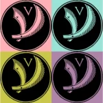 Alphabet 'V' Curved Blades Design Vector